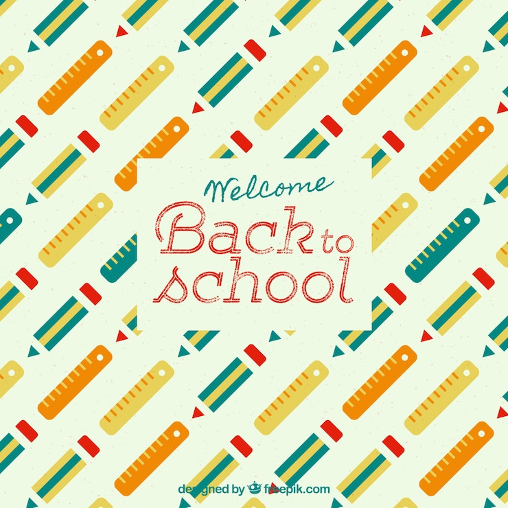 Free Vector school pattern background with pencil and straightedge