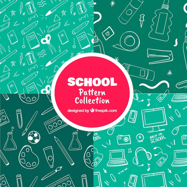 Free vector school patterns collection with elements