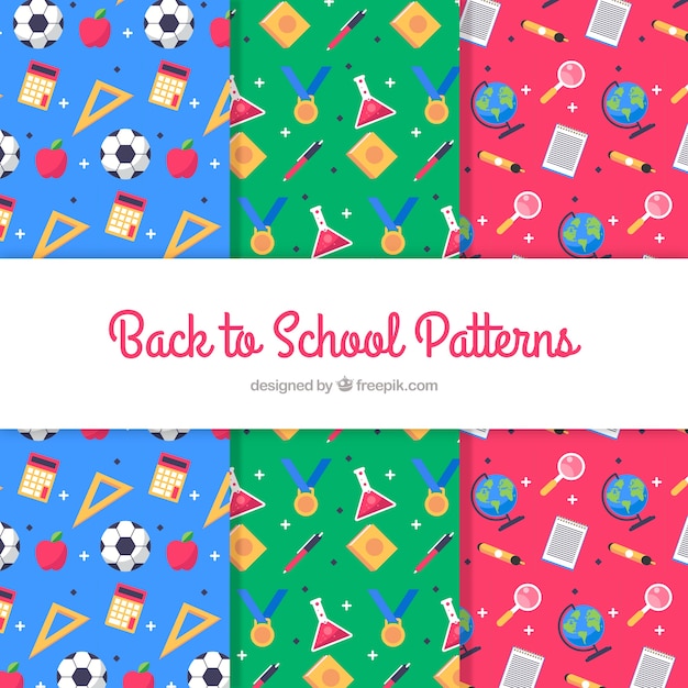 School patterns collection with elements