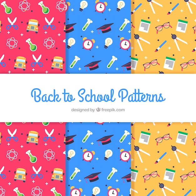 School patterns collection with elements