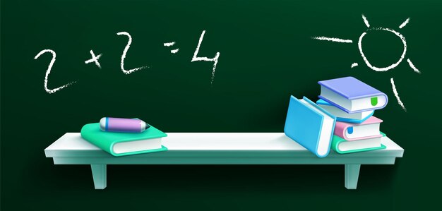 school podium setup with educational stationery