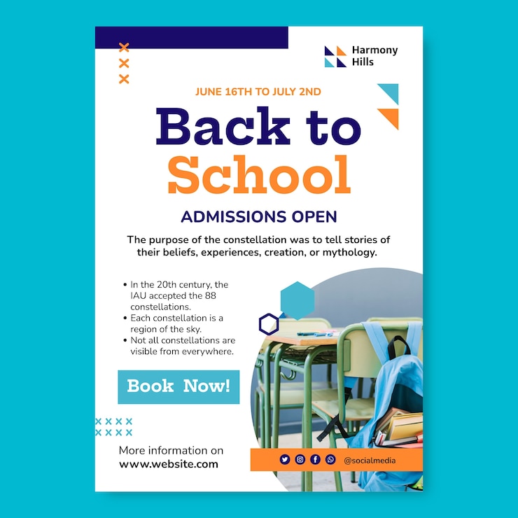 Free Vector school poster template design