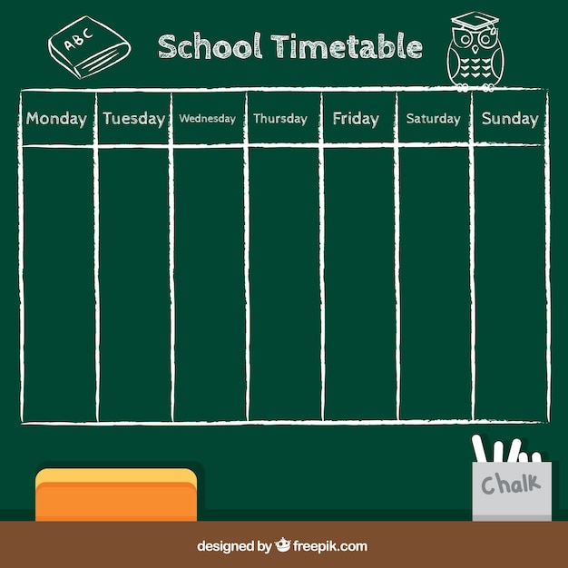 School schedule in blackboard