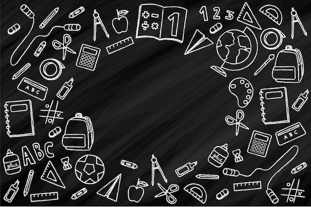 Free vector school supplies on blackboard