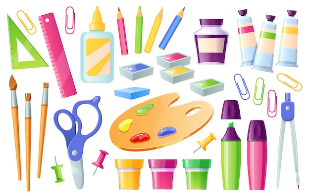 School supplies and stationery learning items
