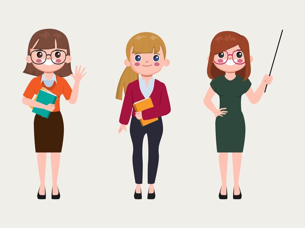 Free Vector school teachers set