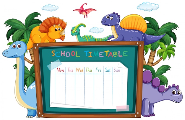 School time table with dinosaur