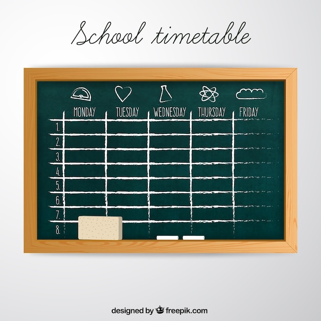 School timetable in blackboard