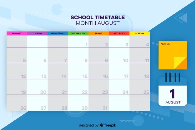 子供のための学校の時間割、毎週の計画者