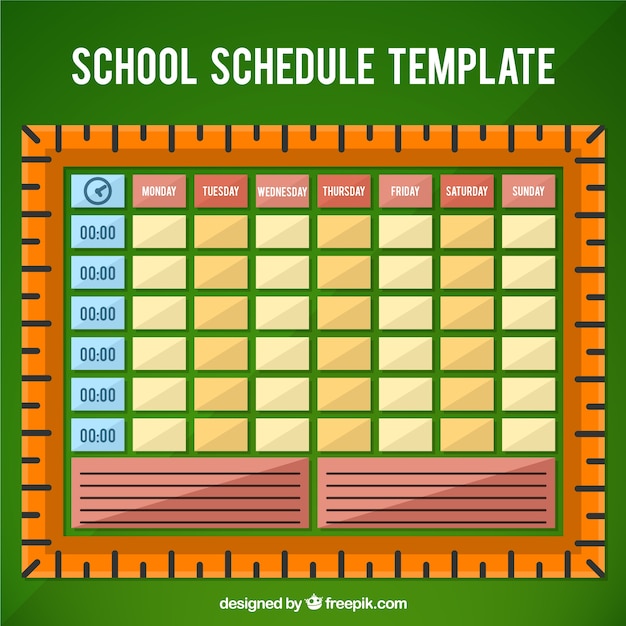 フラットデザインの学校の時間割