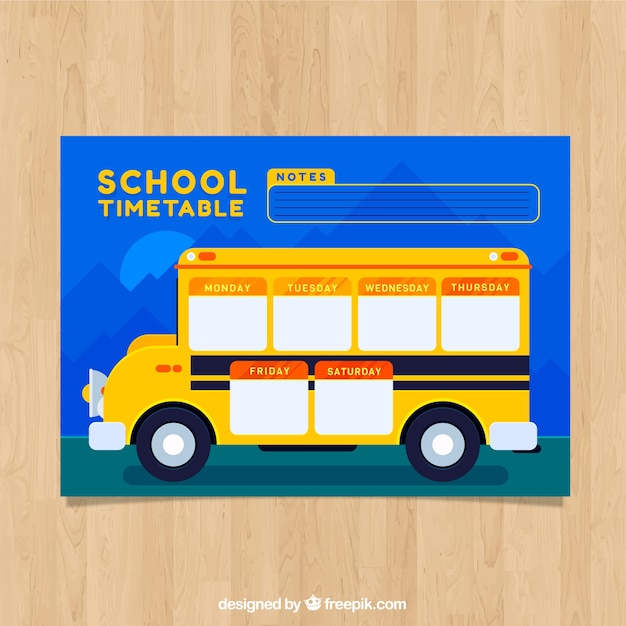 Free vector school timetable to organize activities