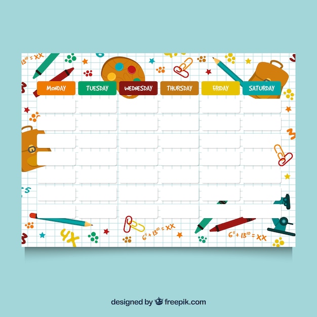 School timetable to organize activities