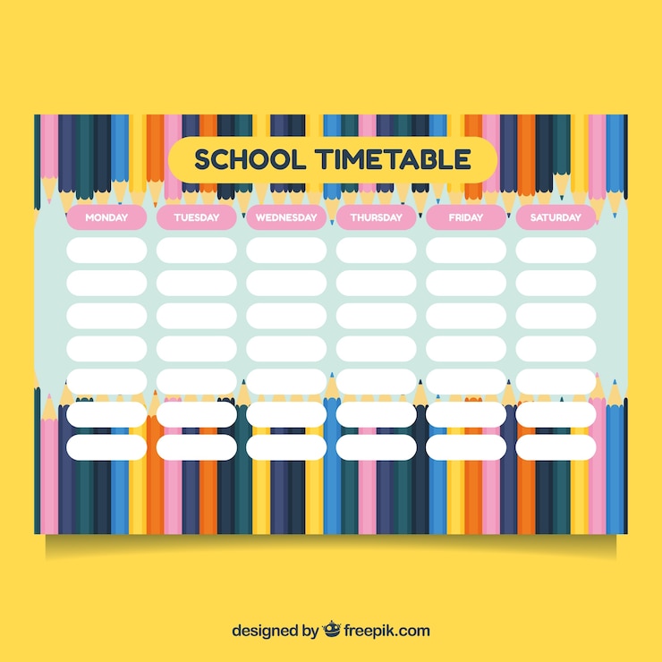 Free Vector school timetable to organize activities