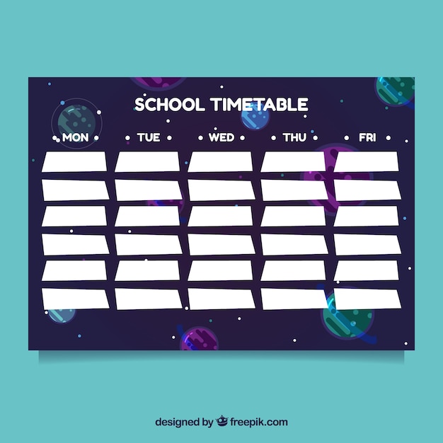 Free vector school timetable to organize activities