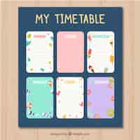 Free vector school timetable to organize