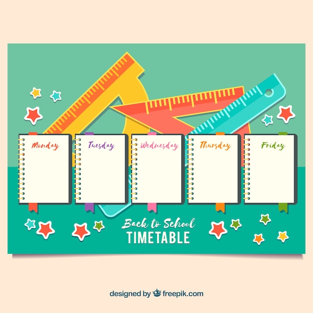 Free vector school timetable template in flat style