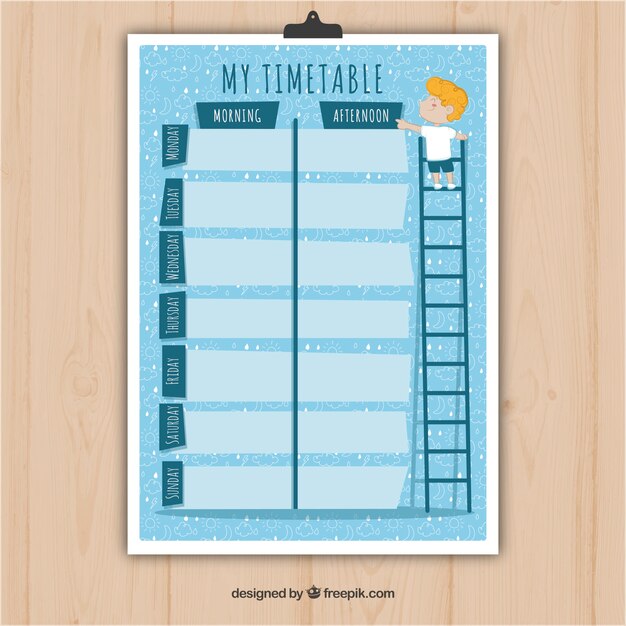 School timetable template in flat style