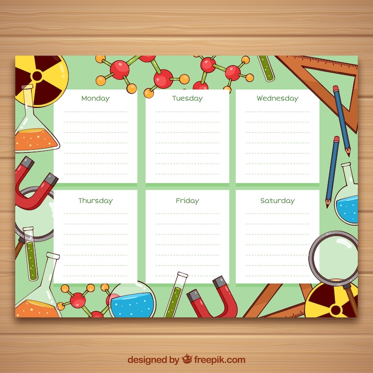 मुफ़्त वेक्टर school timetable template science style
