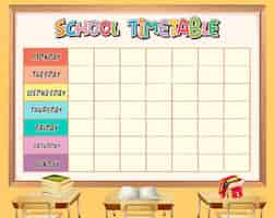 Free vector school timetable template