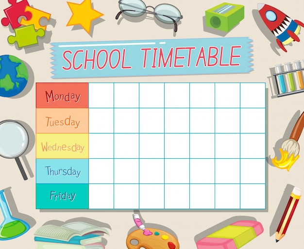 Free vector school timetable template