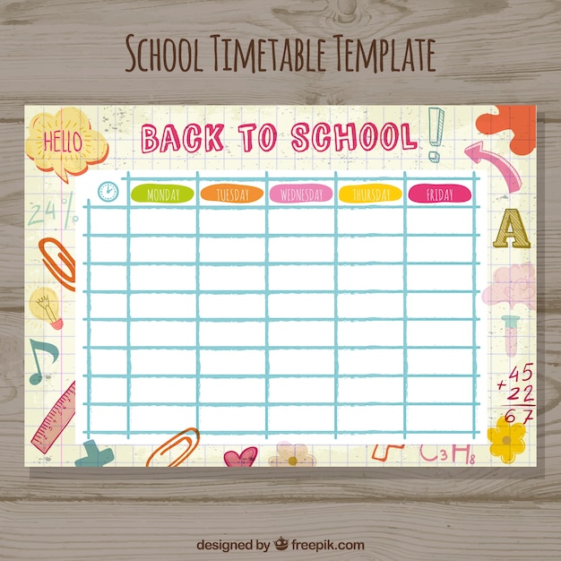 School timetable template