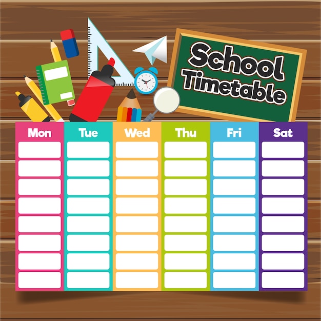 cute school timetable template for kids vector free download children s timetable template