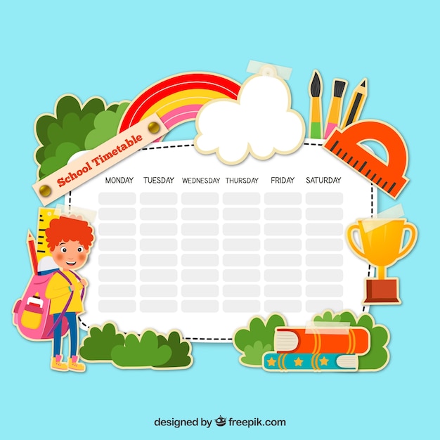 School timetable with nature concept