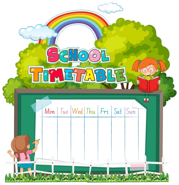 Free vector school timetable