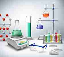 Free vector science chemical and medical research equipment
