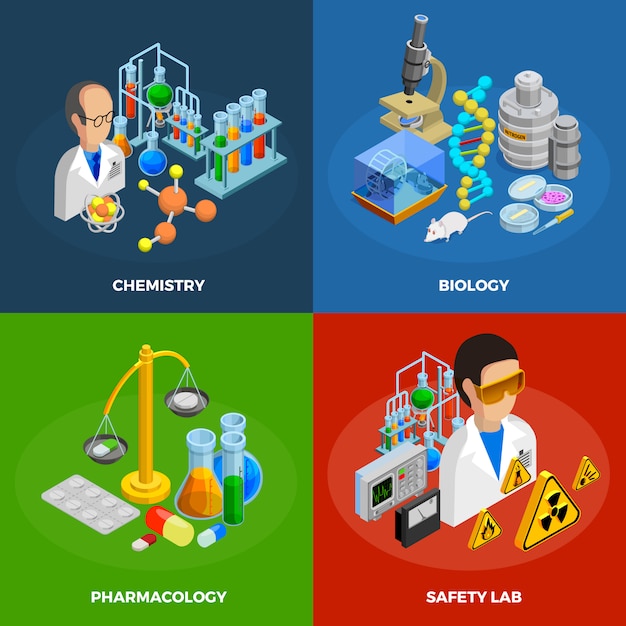 Free vector science concept icons set