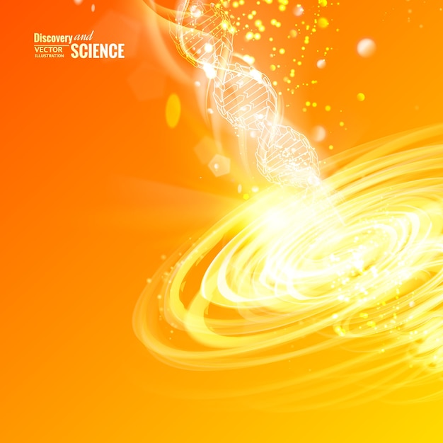 Science concept image of DNA with energy tornado