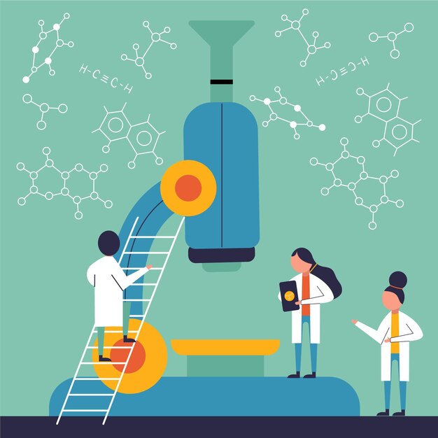 顕微鏡と分子の科学概念