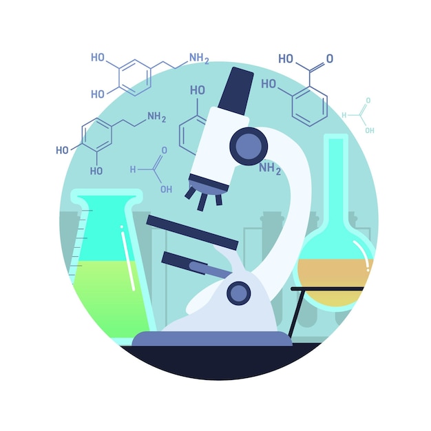 Vettore gratuito concetto di scienza con microscopio