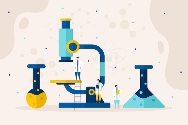 Free vector science concept with microscope