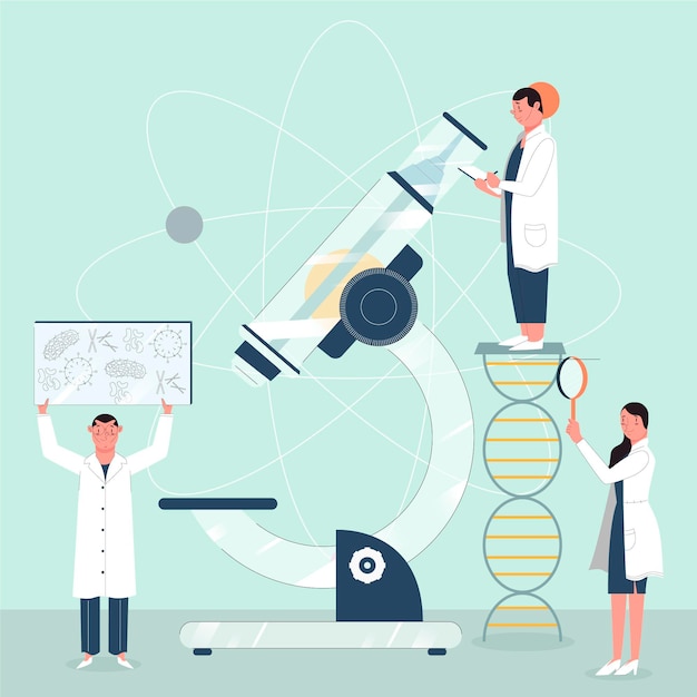 Free vector science concept with microscope