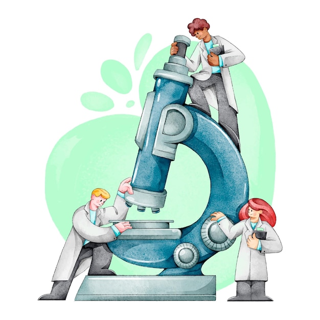 Free vector science concept with microscope