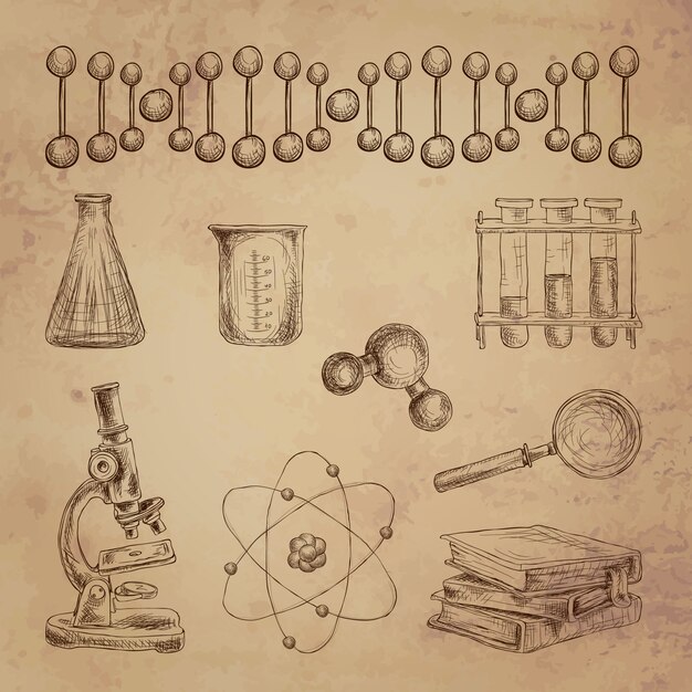 科学構造落書き要素セット入りDNA構造実験装置分離ベクトルイラスト