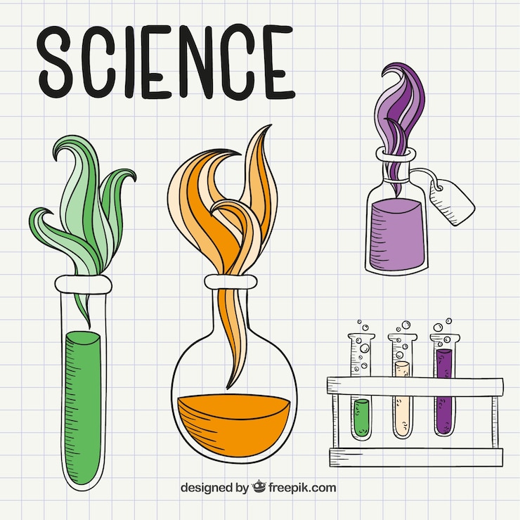 Free Vector science drawings on a notebook paper