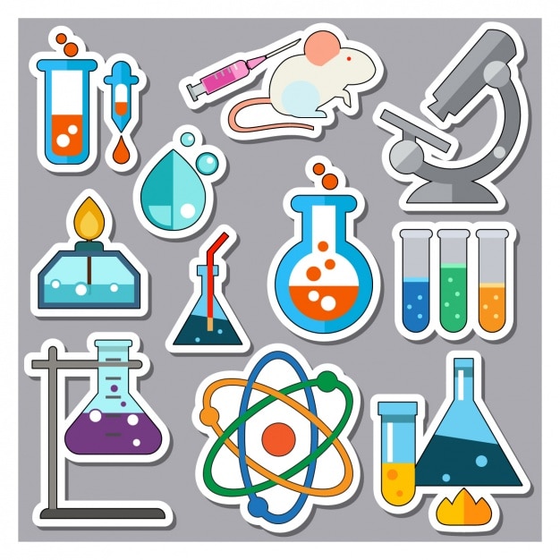 Free Vector science elements stickers collection