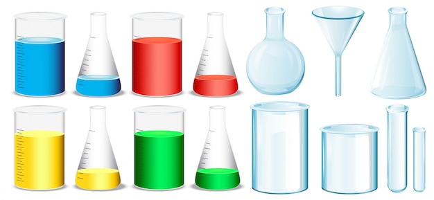 Science equipment with beakers and tubes illustration