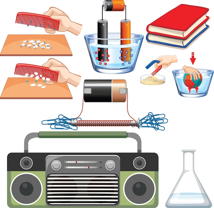 Free Vector science equipments for magnetic field
