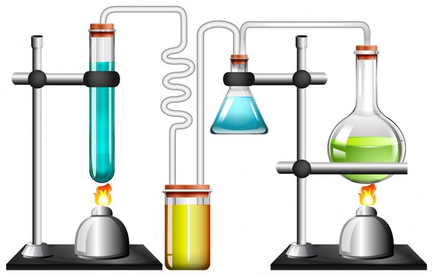 Science equipments on white