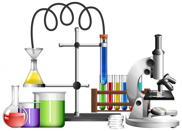 Science equipments on white