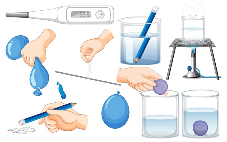 Free Vector science experiment objects with balloons