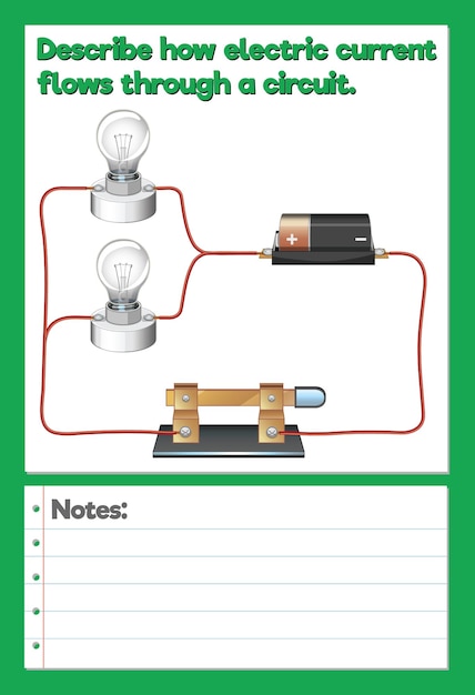 Free vector science experiment record worksheet of electric flows