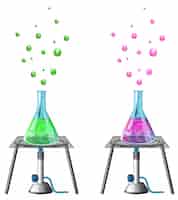 Free vector science experiment with chemicals