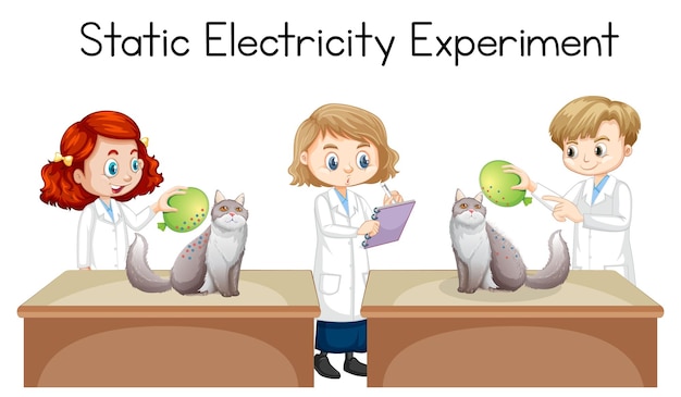 Free vector science experiment with static electricity