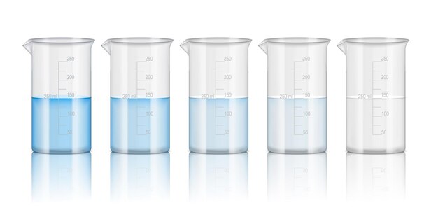 科学フラスコ液体現実的なボリューム シンボル分離ベクトル イラスト セット