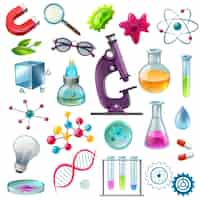 Free vector science icons cartoon set