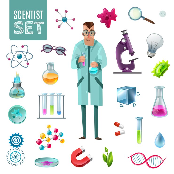 Free Vector science icons cartoon set